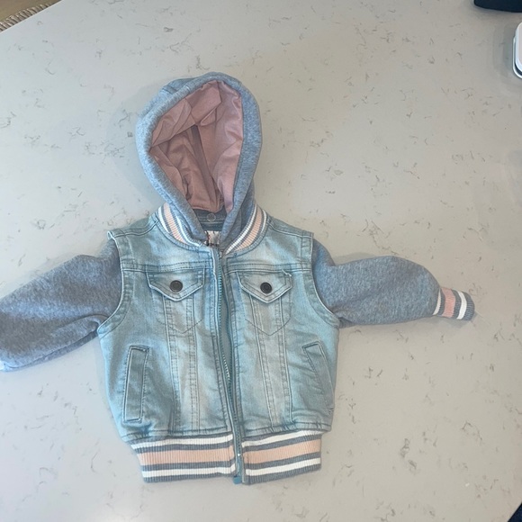 12 mo jean sweatshirt jacket with detachable hood nwt - Picture 1 of 2